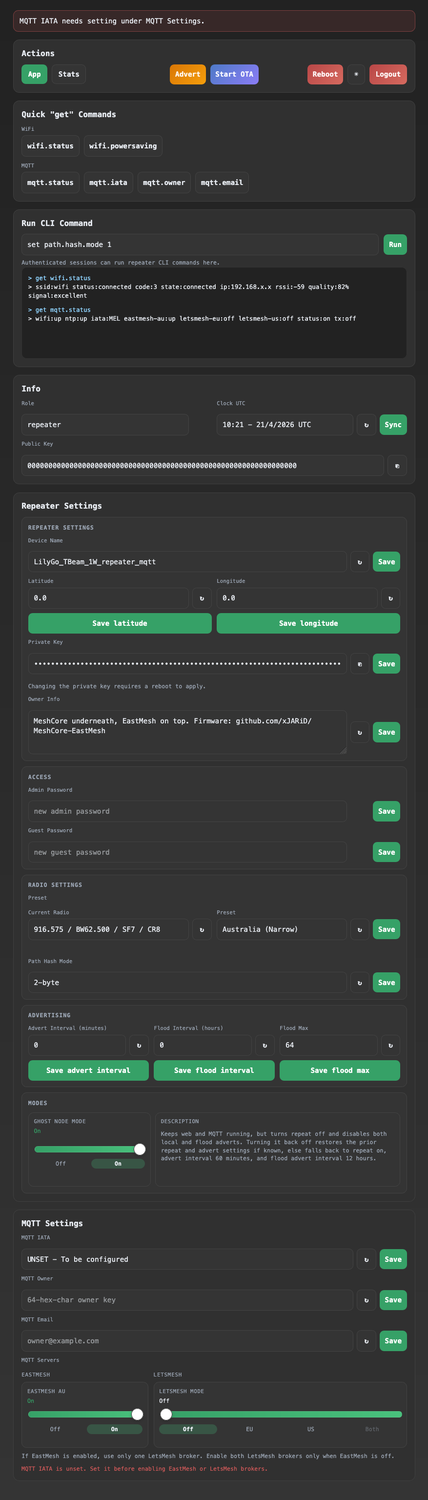 Repeater web panel /app overview