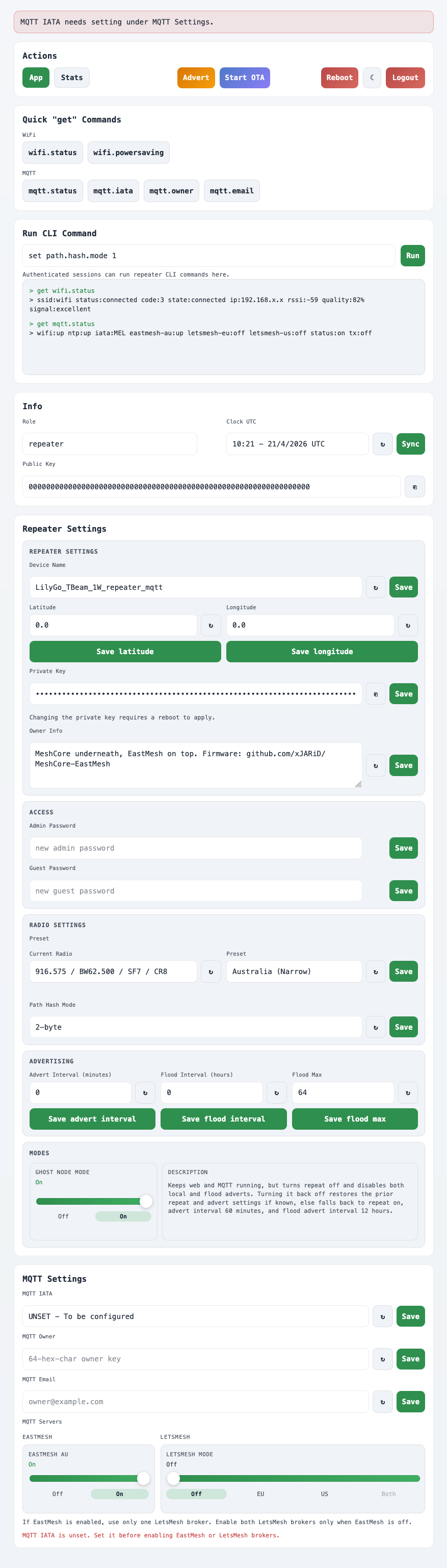 Repeater web panel /app overview